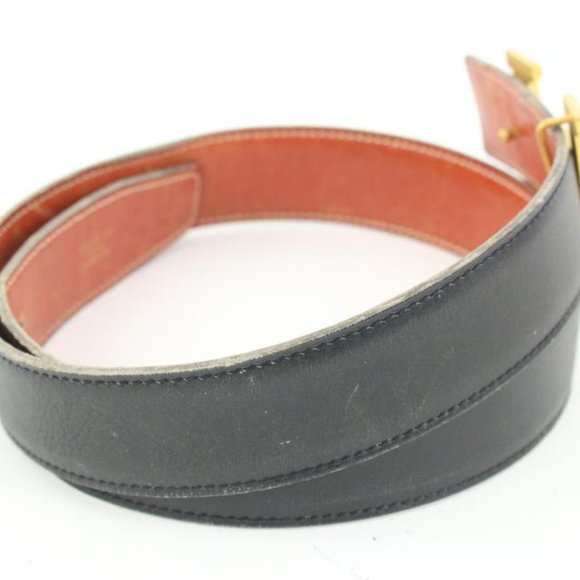 Hermès Black x Gold 32mm Reversible H Logo Belt Kit 50h421s - Picture 2 of 12